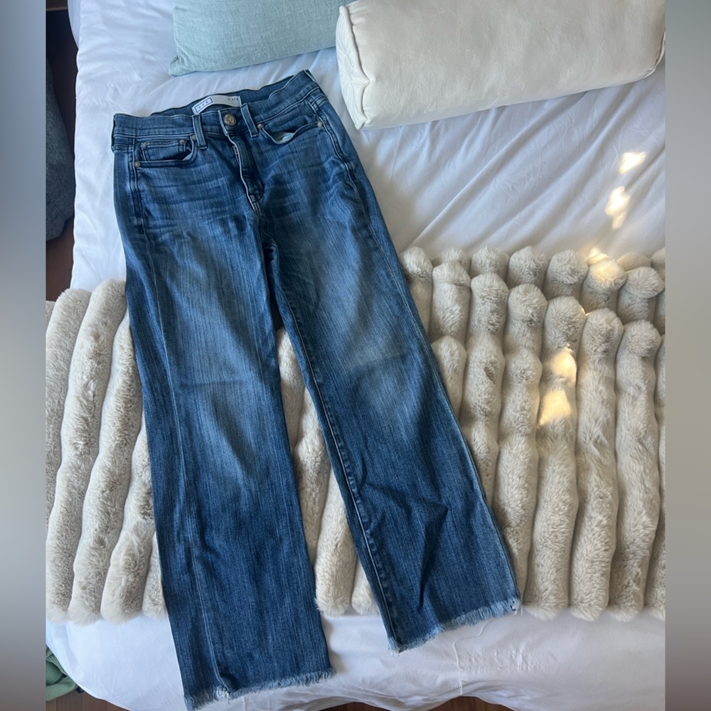 AYR wide leg jeans raw edge cropped size 27